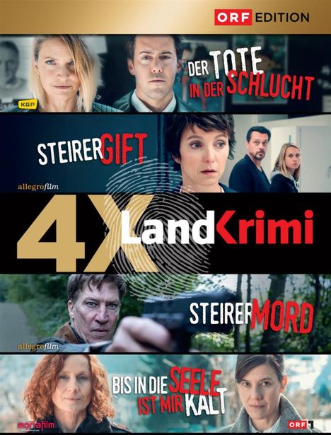 "Der Tote in der Schlucht", "Steirergift", "Steirermord", "Bis in die Seele ist mir kalt" und "4x Landkrimi".