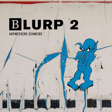 Text: "BLURP 2 AUFMESSERS SCHNEIDE". Illustration: Ein blauer, schelmisch aussehender Kobold auf rissigem Hintergrund.