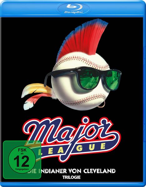 FSK 12, Major League – Die Indianer von Cleveland Trilogie. Baseball mit Sonnenbrille und rotem Irokesen.