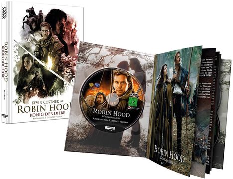 "Kevin Costner ist Robin Hood: König der Diebe. Kinofassung & Extended Version." Zu sehen sind Filmcover und eine DVD.