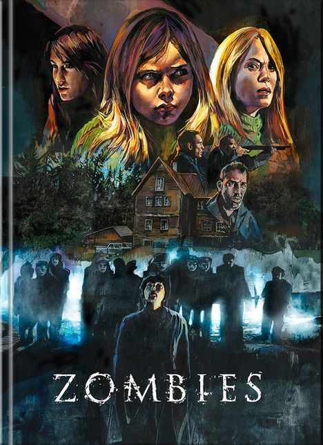 Text: "ZOMBIES". Illustration: Drei Frauen und ein Mann schauen ernst. Unten: Menschenmenge vor beleuchtetem Hintergrund.