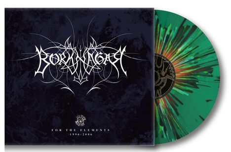 "FOR THE ELEMENTS 1996-2006" steht in Weiß vor einem dunklen Hintergrund, daneben eine bunte Vinyl-Schallplatte.