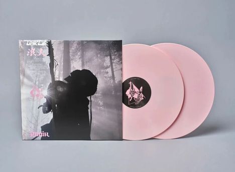 Cover mit Schrift: "UNKLE RŌNIN", rosa Vinylplatten, Waldszene im Hintergrund.