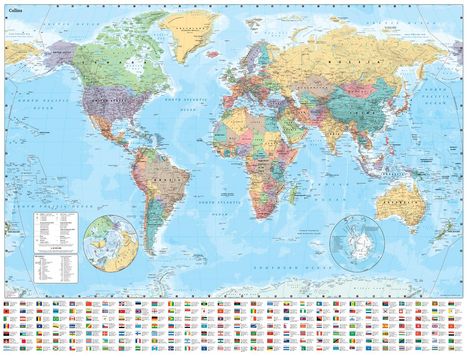 Collins Maps: Collins World Wall Laminated Map, Karten