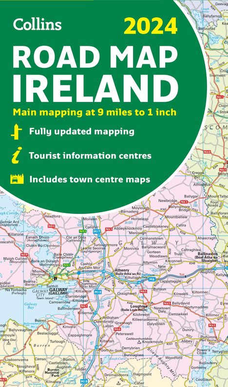 Collins: 2024 Collins Road Map of Ireland: Folded Road Map, Karten