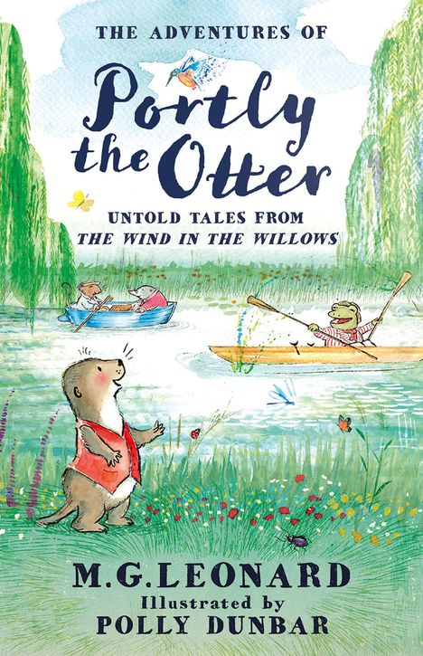 "The Adventures of Portly the Otter" zeigt Otter, Ratte, Frosch auf einem Fluss in einer grünen Auenlandschaft.