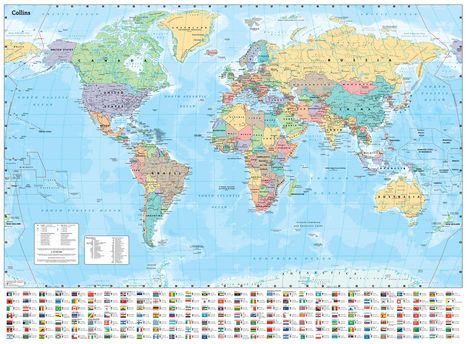 Collins Maps: Collins World Wall Laminated Map, Karten