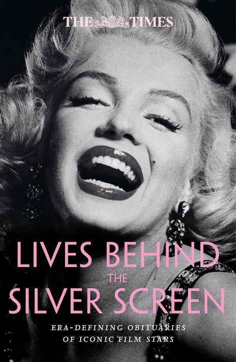 „LIVES BEHIND THE SILVER SCREEN: Era-defining obituaries of iconic film stars“. Schwarz-Weiß-Porträt einer lachenden Frau.