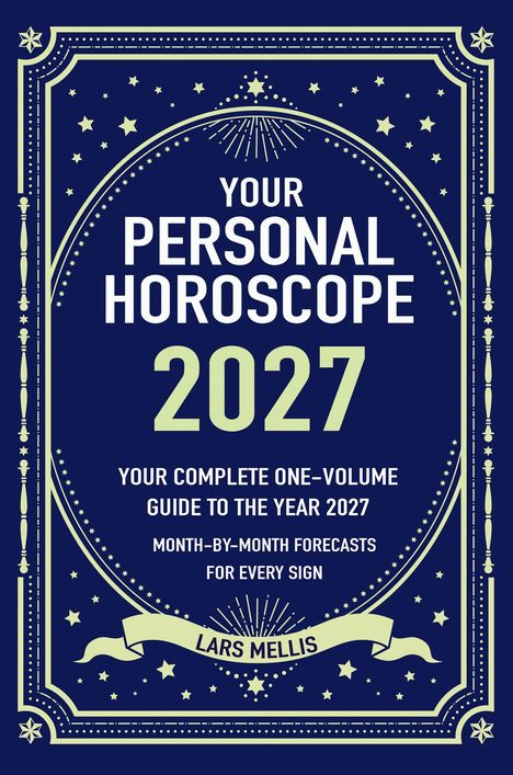 "Your Personal Horoscope 2027" steht groß in der Mitte. Sterne und dekorative Elemente umrahmen den Text.