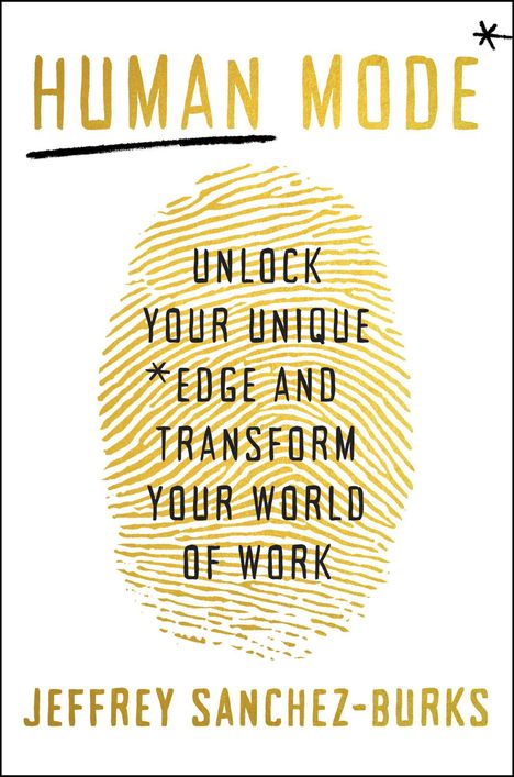 "UNLOCK YOUR UNIQUE EDGE AND TRANSFORM YOUR WORLD OF WORK" steht über einem großen, gelben Fingerabdruck.