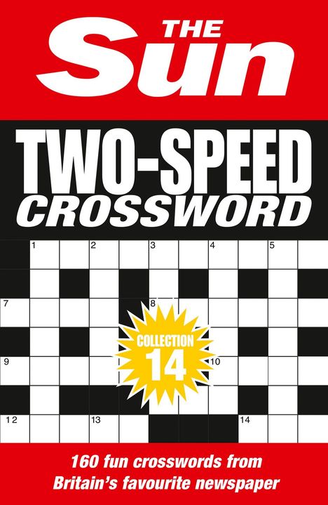 „Two-Speed Crossword“, „Collection 14“, 160 Kreuzworträtsel. Rotes und schwarzes Design mit Kreuzworträtselraster.