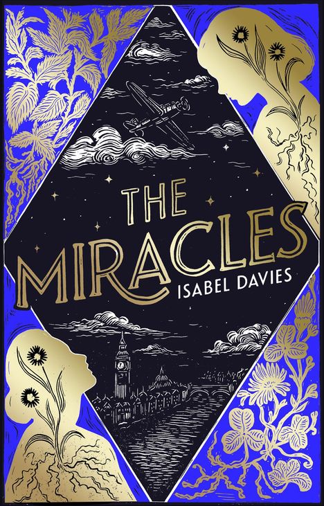 "Cover to be revealed" steht in einem goldenen Kreis. Darunter "THE MIRACLES" von Isabel Davies auf einem dunklen Hintergrund.