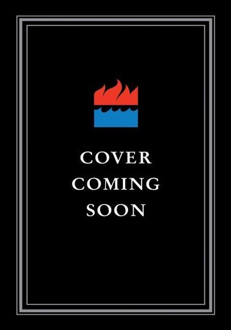 Text: "COVER COMING SOON." Oben ein Logo mit roter Flamme über blauen Wellen auf schwarzem Hintergrund mit Rahmen.