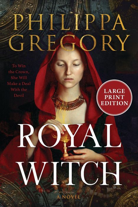 Titel: "Royal Witch". Eine Frau in rotem Gewand hält ein Schachfigürchen, darunter der Zusatz "A Novel".