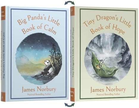 Titel: "Big Panda's Little Book of Calm" und "Tiny Dragon's Little Book of Hope" von James Norbury. Illustrationen von Panda und Drache.