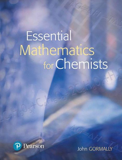 „Essential Mathematics for Chemists“ von John Gormally. Der Hintergrund zeigt verschwommene chemische Formeln.