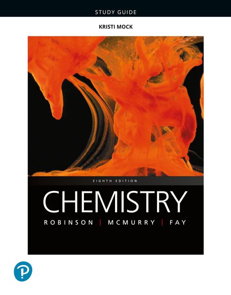 "STUDY GUIDE," "KRISTI MOCK," "EIGHTH EDITION," "CHEMISTRY," "ROBINSON | MCMURRY | FAY." Orange und schwarze abstrakte Muster.