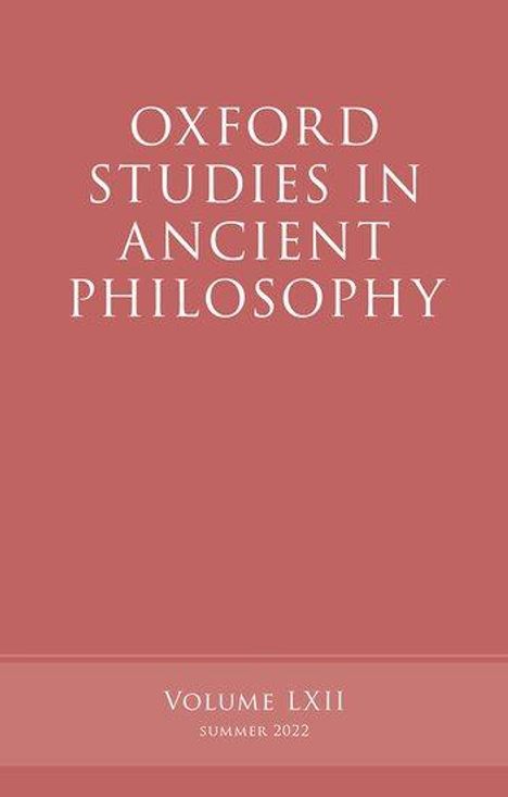 Oxford Studies in Ancient Philosophy, Volume 62, Buch