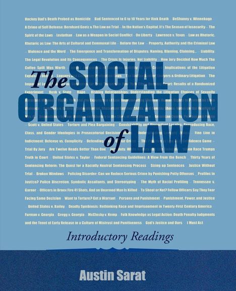 "The Social Organization of Law" steht groß im Zentrum. Darunter: "Introductory Readings". Unten steht "Austin Sarat".