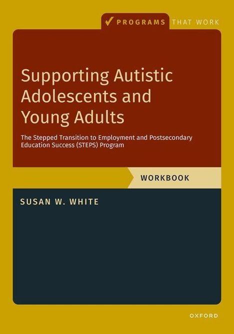 Text oben: "PROGRAMS THAT WORK". Großteil des Covers zeigt den Titel "Supporting Autistic Adolescents and Young Adults".