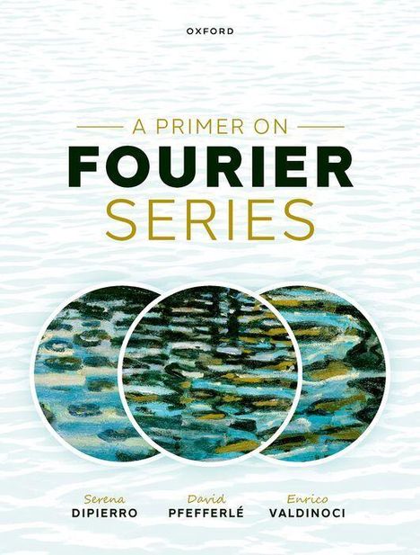 „A Primer on Fourier Series“ in großen Buchstaben. Darunter drei ineinandergreifende Kreise mit Wasserillustrationen.
