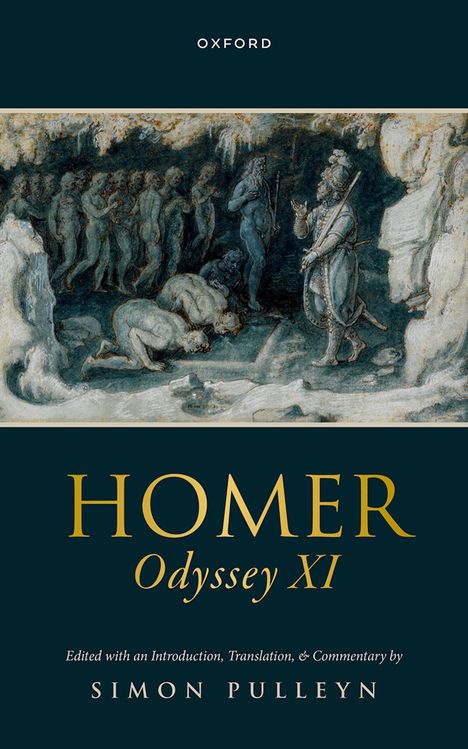 "HOMER Odyssey XI"; Illustration von Figuren in einer Höhle; "Edited by SIMON PULLEYN"; "OXFORD" oben.