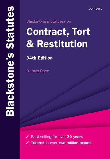 Francis Rose: Blackstone's Statutes on Contract, Tort &amp; Restitution, Buch