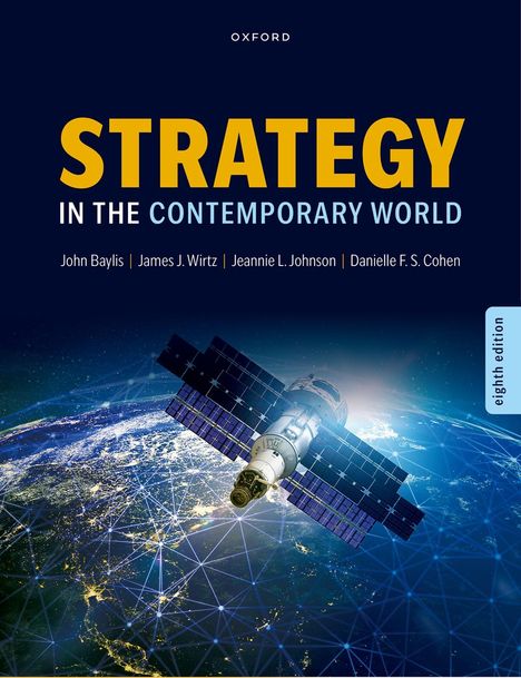 „STRATEGY IN THE CONTEMPORARY WORLD“ in großen Buchstaben. Untertitel mit den Autoren. Im Hintergrund eine Satellitenabbildung.