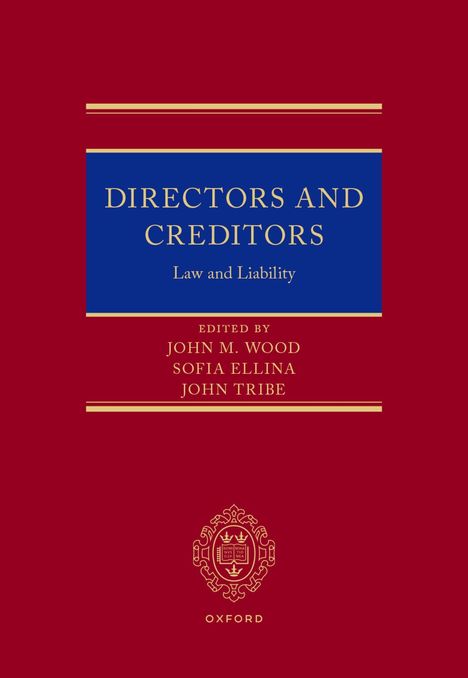 Der Text "Directors and Creditors: Law and Liability" steht auf einem dunkelblauen Feld. Darunter ein Logo mit Schriftzug "Oxford".
