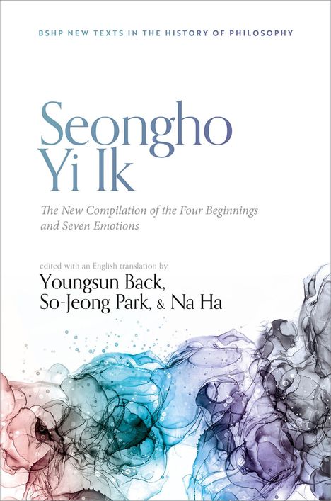 "Seongho Yi Ik. Farbenfrohe abstrakte Linien und Formen in Rot, Blau und Violett darunter."