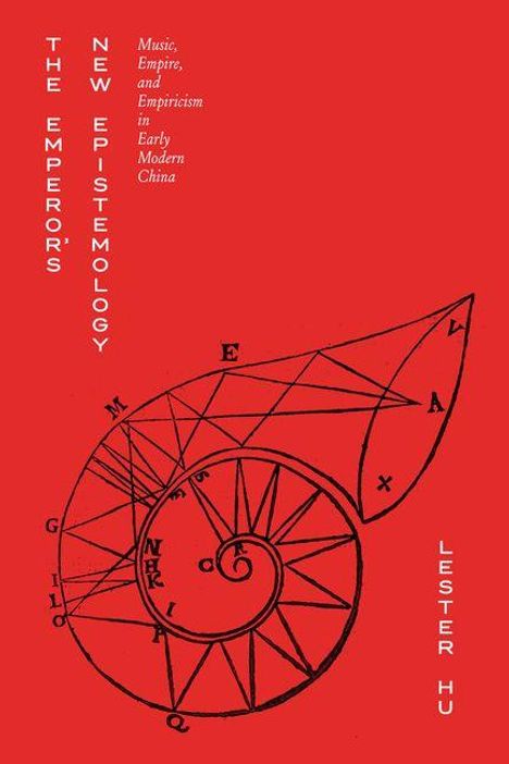 Texte: "The Emperor's New Epistemology", "Music, Empire, and Empiricism in Early Modern China", "Lester Hu". Illustration einer Spirale.