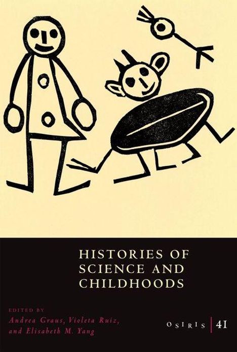 "Histories of Science and Childhoods" in großen Buchstaben, darunter sind Strichfiguren, die spielende Kinder darstellen.
