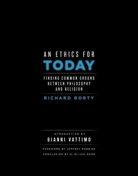 „An Ethics for Today“ in großen Buchstaben. Weiterer Text mit Autoren- und Einführungshinweisen. Schwarzer Hintergrund.