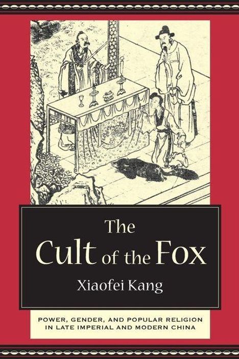 „The Cult of the Fox“ von Xiaofei Kang. Illustration: Drei Figuren bei einem Tisch mit Dekorationen.
