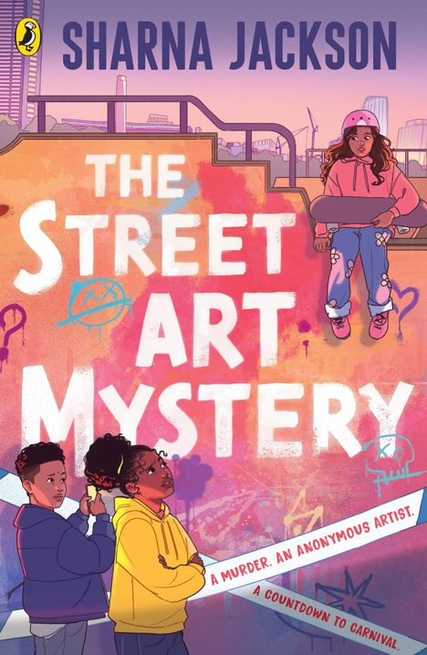 "THE STREET ART MYSTERY" oben groß, darunter zwei Kinder; eins fotografiert, das andere schaut nachdenklich.