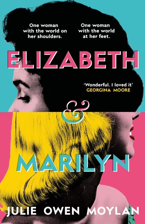 „Elizabeth & Marilyn“ in großen Buchstaben. Zwei kontrastierende Frauenbilder, obere schwarz-weiß, untere gelb-blond.