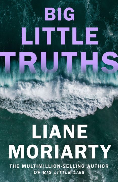 Text: "Liane Moriarty, Untitled, Further details coming soon". Darunter ein Logo mit einem offenen Buch und den Buchstaben M und J.