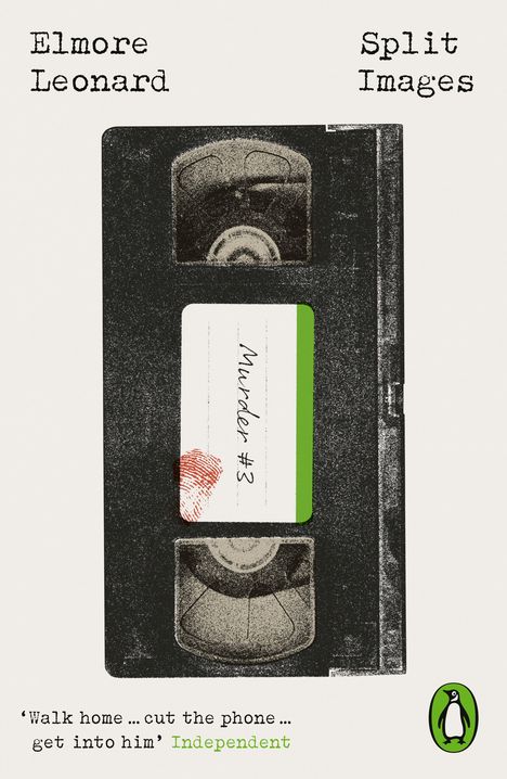 „Murder #3“ auf einem VHS-Etikett, schwarzes Videoband-Design, roter Fingerabdruck, grünes Penguin-Logo.