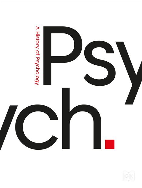 Große schwarze Buchstaben formen "Psych." und in Rot steht "A History of Psychology." Minimalistisches Design.