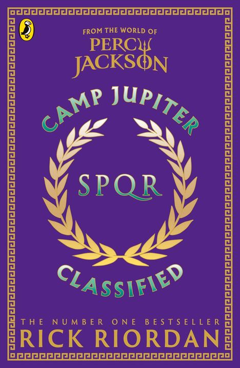 Logo eines Buchcovers mit den Texten:

- "FROM THE WORLD OF PERCY JACKSON"
- "CAMP JUPITER CLASSIFIED"
- "SPQR"
- "THE NUMBER ONE BESTSELLER RICK RIORDAN"
