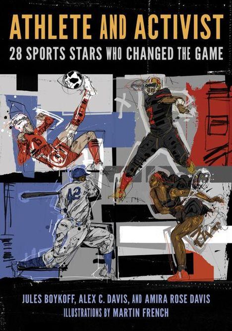„ATHLETE AND ACTIVIST: 28 SPORTS STARS WHO CHANGED THE GAME“ steht oben. Darunter sportliche Illustrationen.