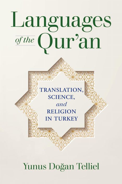 "Languages of the Qur'an" und "Translation, Science, and Religion in Turkey". Grün-weiße Gestaltung mit geometrischem Muster.