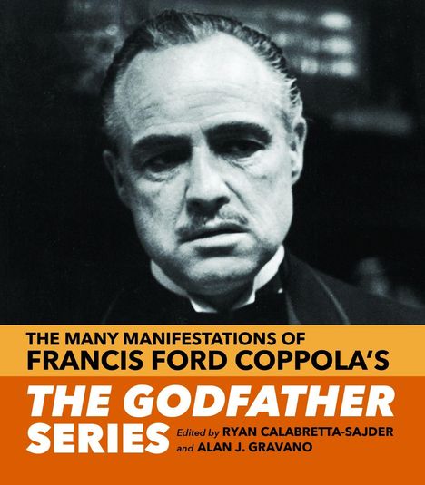 Oben: "The Many Manifestations of Francis Ford Coppola's The Godfather Series". Unten: Schwarz-Weiß Porträt eines Mannes.