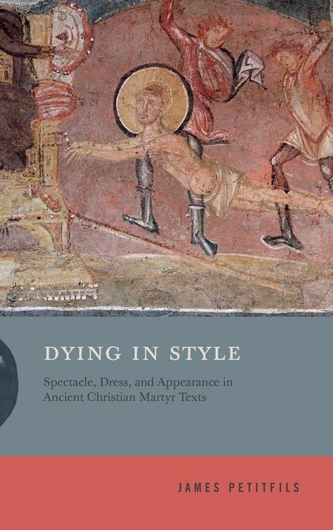 "Dying in Style." Fresko mit Heiligenschein um einen Mann, der sich verteidigt, während andere mit erhobenen Armen agieren.
