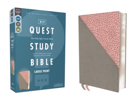 Niv, Quest Study Bible, Large Print, Leathersoft, Gray/Pink, Comfort Print, Buch