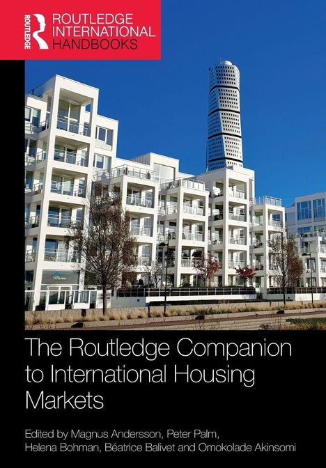 Routledge International Handbooks, moderne weiße Gebäude vor blauem Himmel mit rot-gelbem Logo.