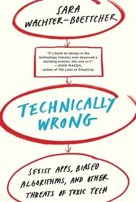 Text: "Sara Wachter-Boettcher. Technically Wrong: Sexist apps, biased algorithms, and other threats of toxic tech." Zitate und Pfeile verbinden die Texte.