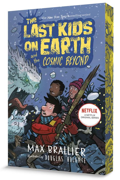 "The Last Kids on Earth and the Cosmic Beyond." Kinder in winterlicher Kleidung, Monster mit großen Zähnen.