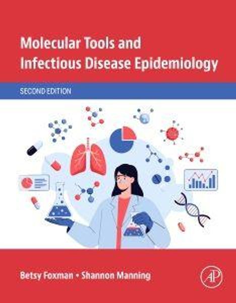 Titel: "Molecular Tools and Infectious Disease Epidemiology", zweite Ausgabe. Illustration: Frau im Labor mit Instrumenten.