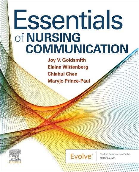 "Essentials of Nursing Communication" von Joy V. Goldsmith und anderen. Farbiges Linienmuster im Hintergrund.